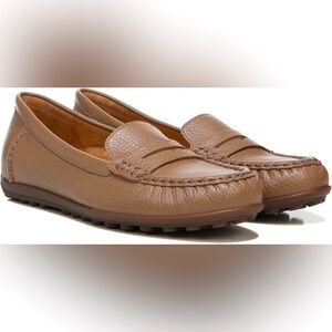 Vionic Marcy Leather Slip On Driving Loafer Moccasin in Tan Brownie Tumbled 7